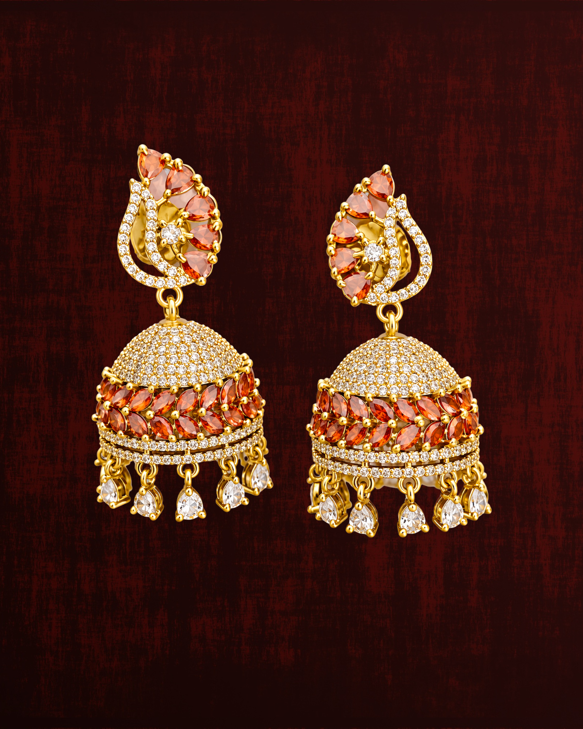 Rageshvari Fashion Luxury Gold-Plated American Diamond Jhumka Earrings | CZ Bridal, Wedding & Party Wear Jhumki for Women - Image 6
