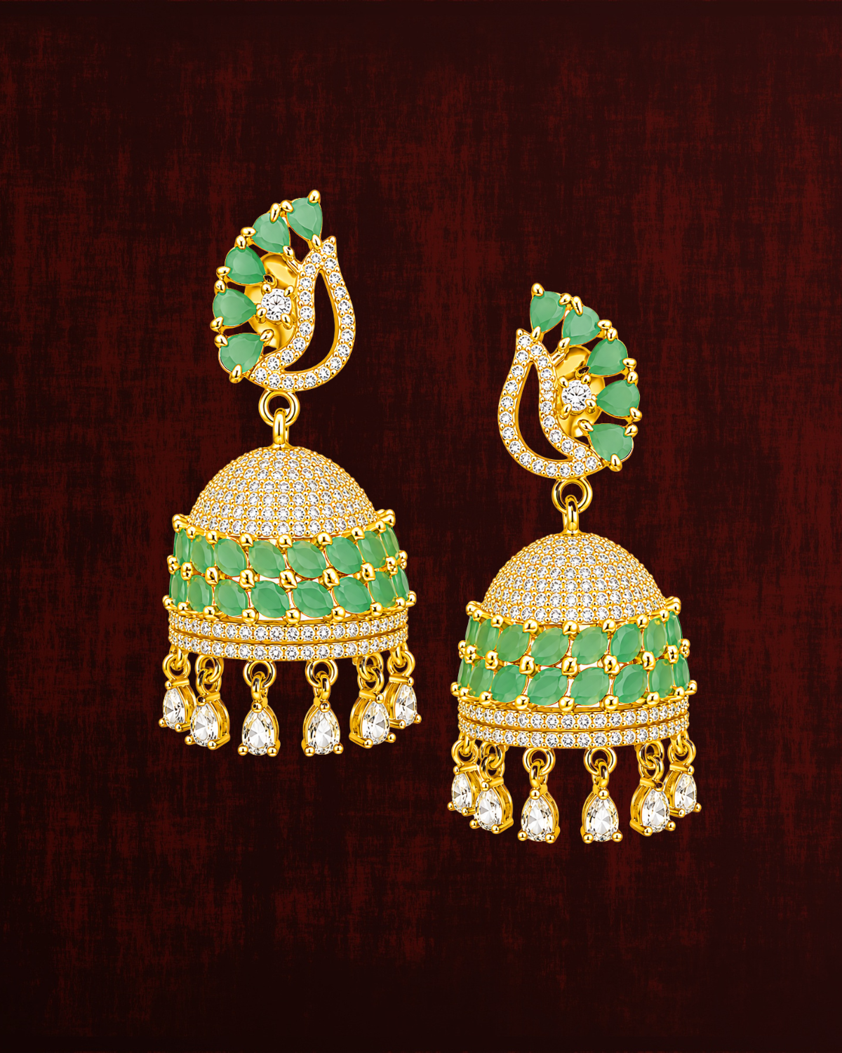 Rageshvari Fashion Luxury Gold-Plated American Diamond Jhumka Earrings | CZ Bridal, Wedding & Party Wear Jhumki for Women - Image 5