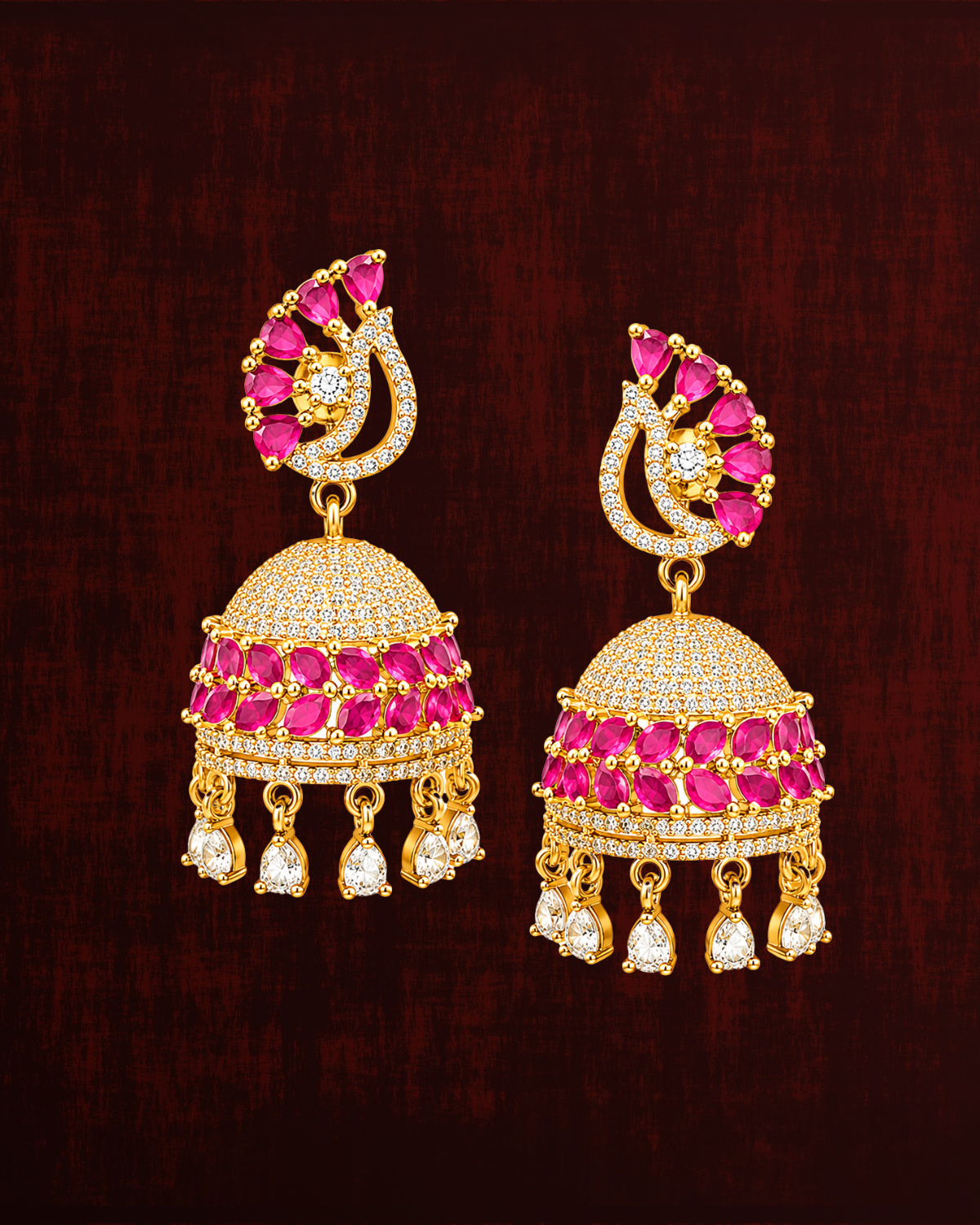 Rageshvari Fashion Luxury Gold-Plated American Diamond Jhumka Earrings | CZ Bridal, Wedding & Party Wear Jhumki for Women - Image 4