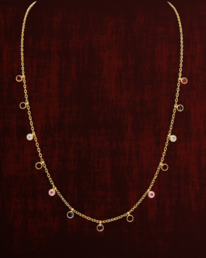 Rageshvari Fashion Gold-Plated Multicolor Crystal Station Chain Necklace for Women | Minimal Everyday Necklace