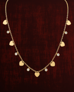 Rageshvari Fashion Gold-Plated Heart Charm Crystal Station Necklace for Women | Minimal Love Pendant Chain