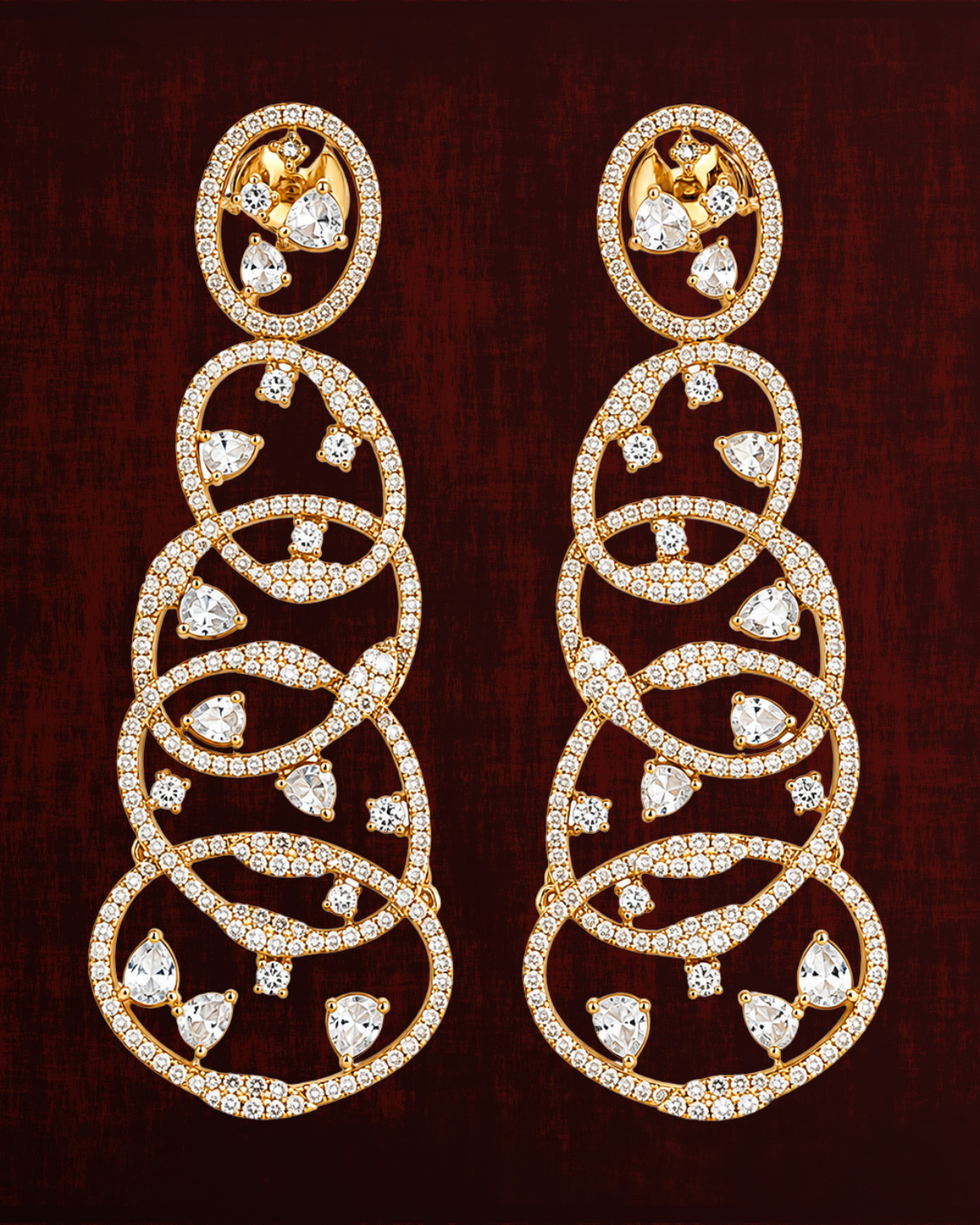 Rageshvari Fashion Premium American Diamond Silver Finish Long Statement Earrings for Women - Image 2