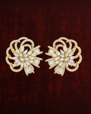 Rageshvari Fashion Luxury Floral American Diamond Stud Earrings for Women