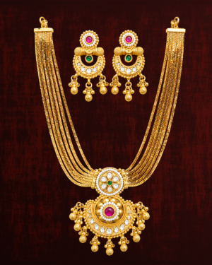 Rageshvari Fashion Traditional Multi-Layer Antique Gold Plated Kundan Necklace Set with Earrings for Women