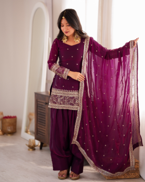 Rageshvari Fashion Heavy Fendy Silk Embroidered Kurta Set with Farshi Shalwar