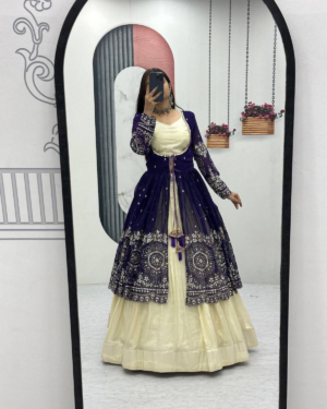 Rageshvari Creation Shimmer Cosmos Indo-Western Co-Ord Set with Embroidered Georgette Shrug