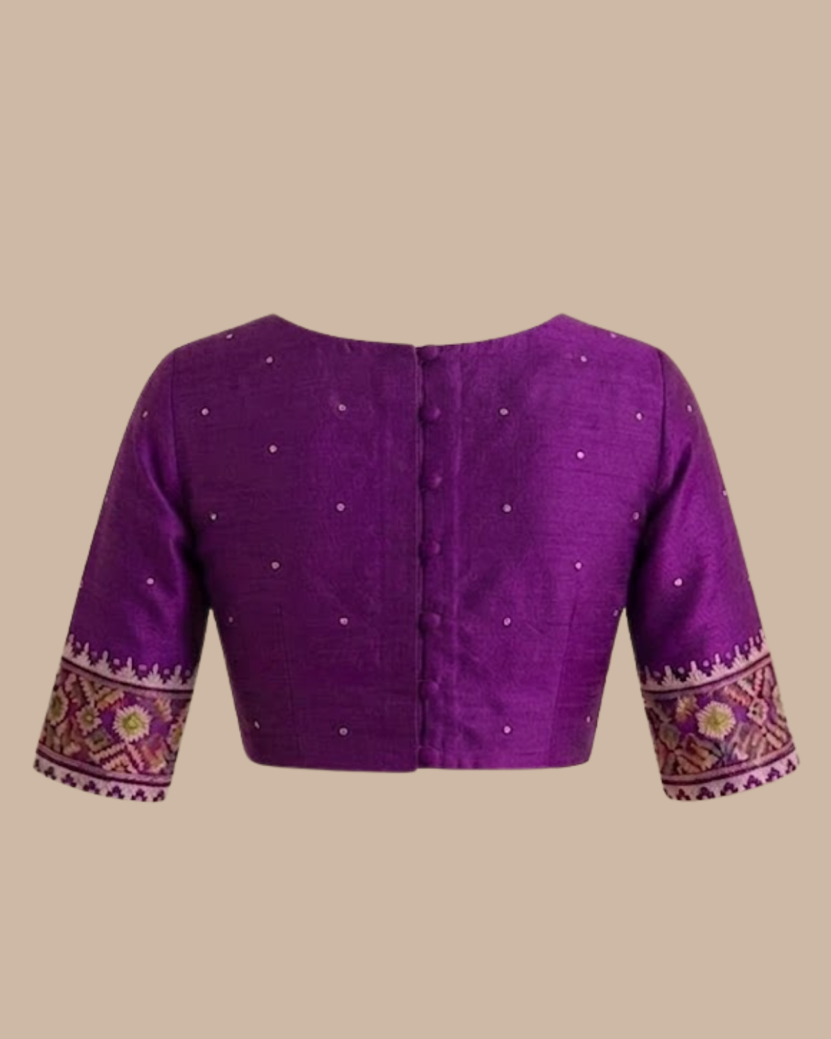 Rageshvari Fashion Purple Silk Floral Threadwork & Resham Embroidered Saree Blouse - Image 2
