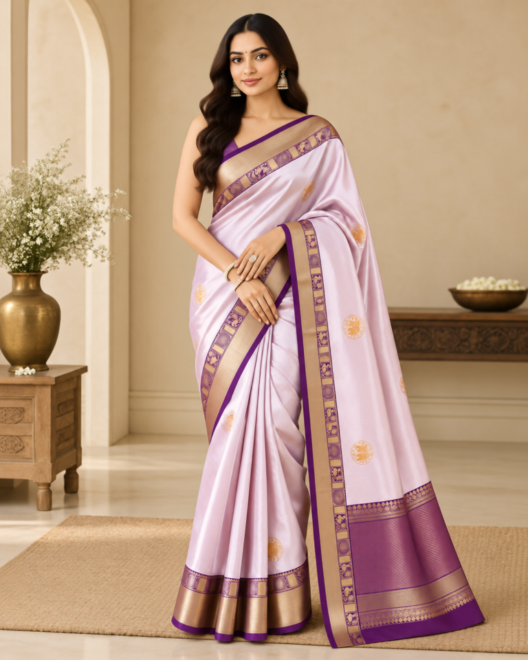 Soft Silk Art Jacquard Saree with Rich Pallu & Contrast Blouse