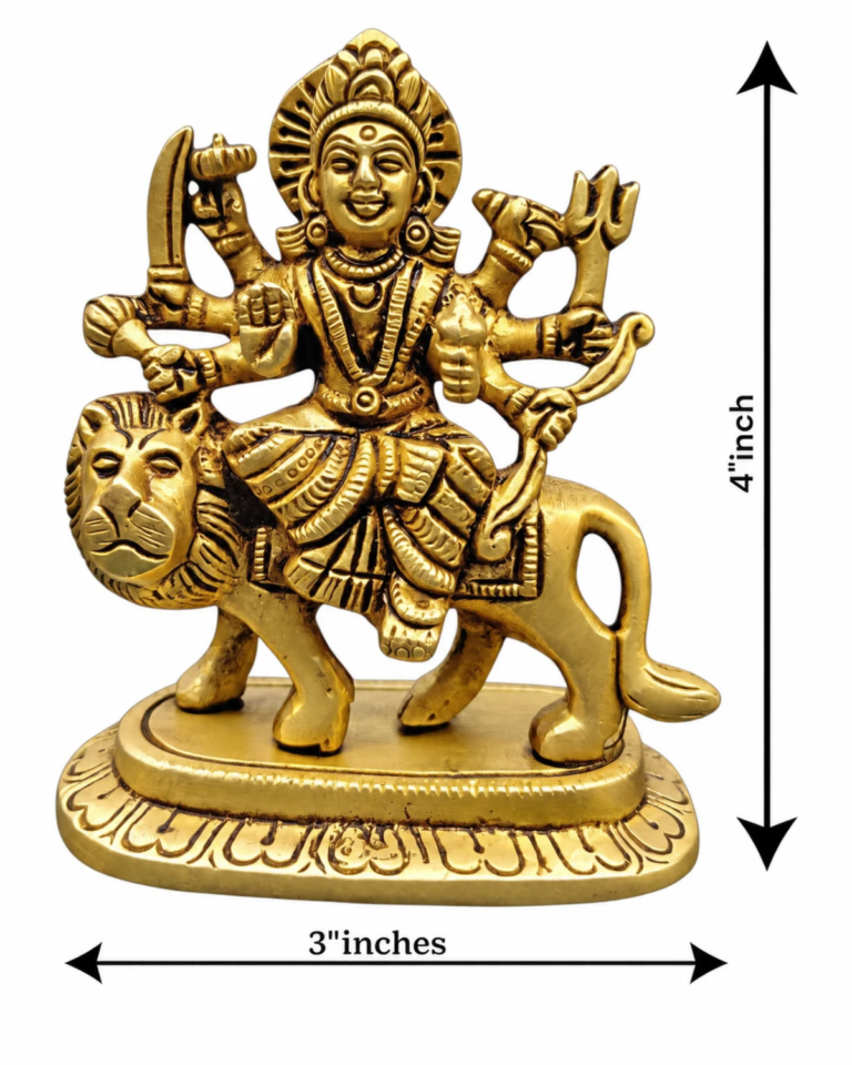 Maa Durga Brass Murti on Lion – 4 Inch | Sherawali Mata Idol