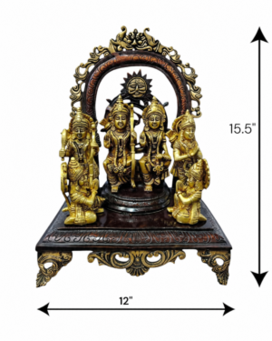 Shri Ram Darbar Brass Murti with Decorative Arch – 15.5 Inch | Ram Parivar Idol