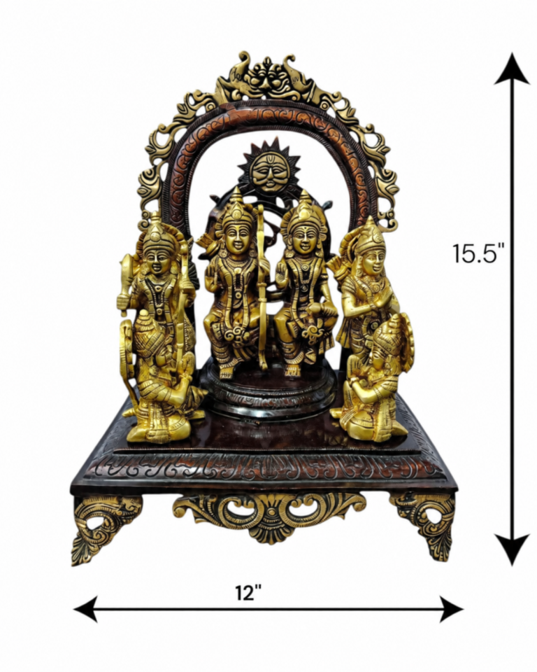 Shri Ram Darbar Brass Murti with Decorative Arch – 15.5 Inch | Ram Parivar Idol