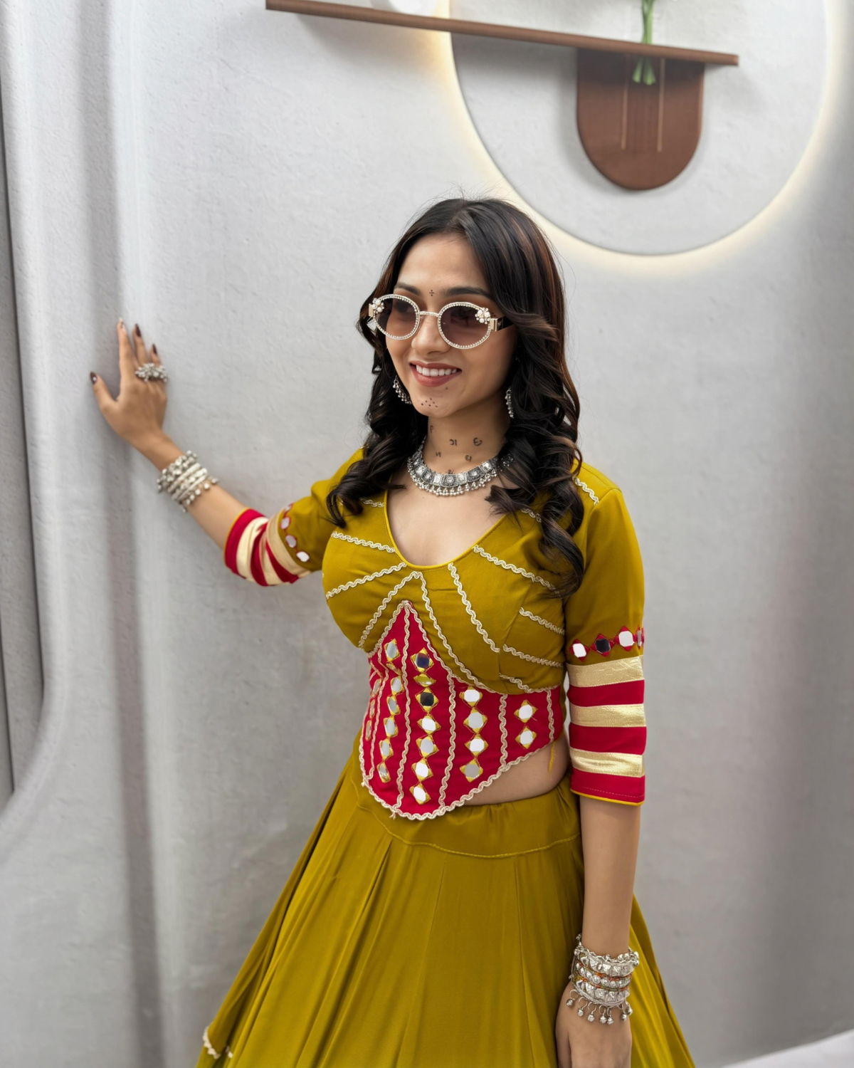 Navratri Special Cotton Lehenga Choli with Heavy Mirror Handwork & Lace - Image 2