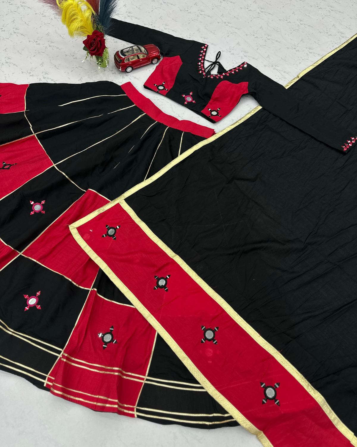 Navratri Special Cotton Lehenga Choli with Heavy Mirror & Gotapatti Work - Image 5