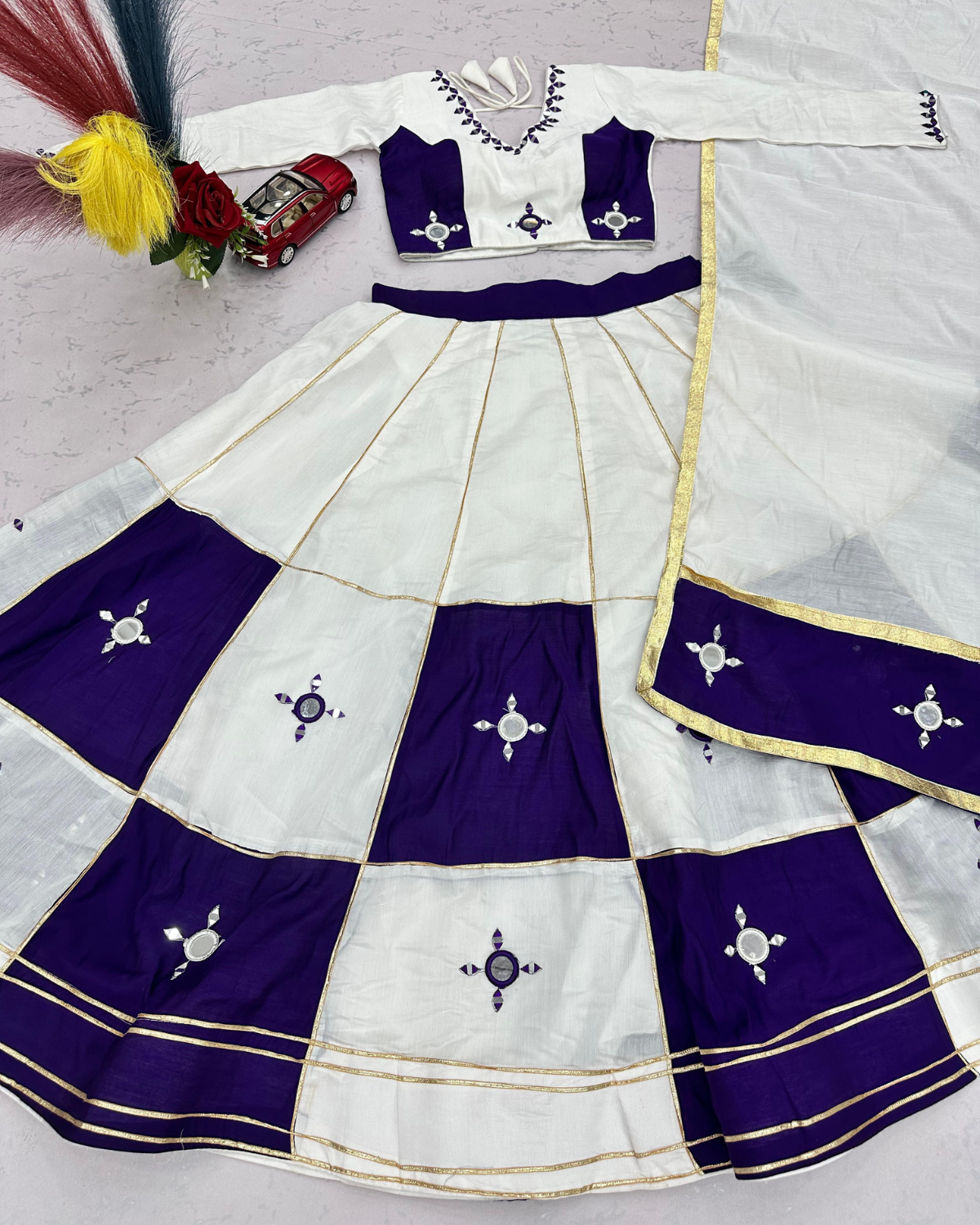 Navratri Special Cotton Lehenga Choli with Heavy Mirror & Gotapatti Work - Image 7