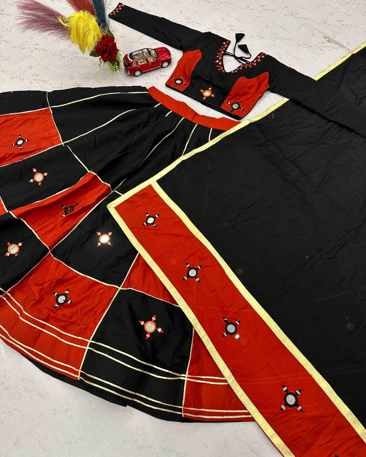 Navratri Special Cotton Lehenga Choli with Heavy Mirror & Gotapatti Work - Image 8