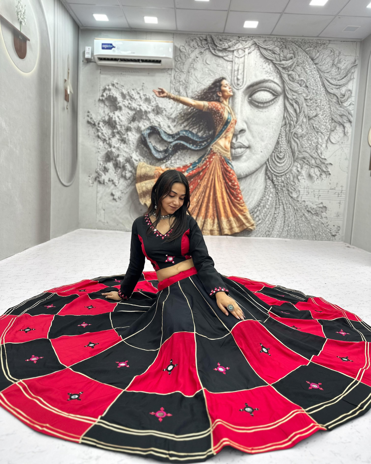 Navratri Special Cotton Lehenga Choli with Heavy Mirror & Gotapatti Work - Image 4