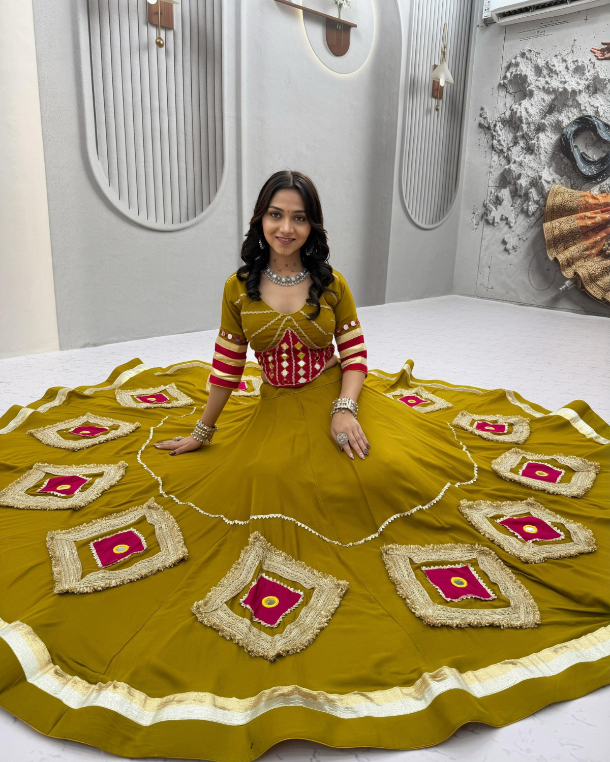 Navratri Special Cotton Lehenga Choli with Heavy Mirror Handwork & Lace - Image 3