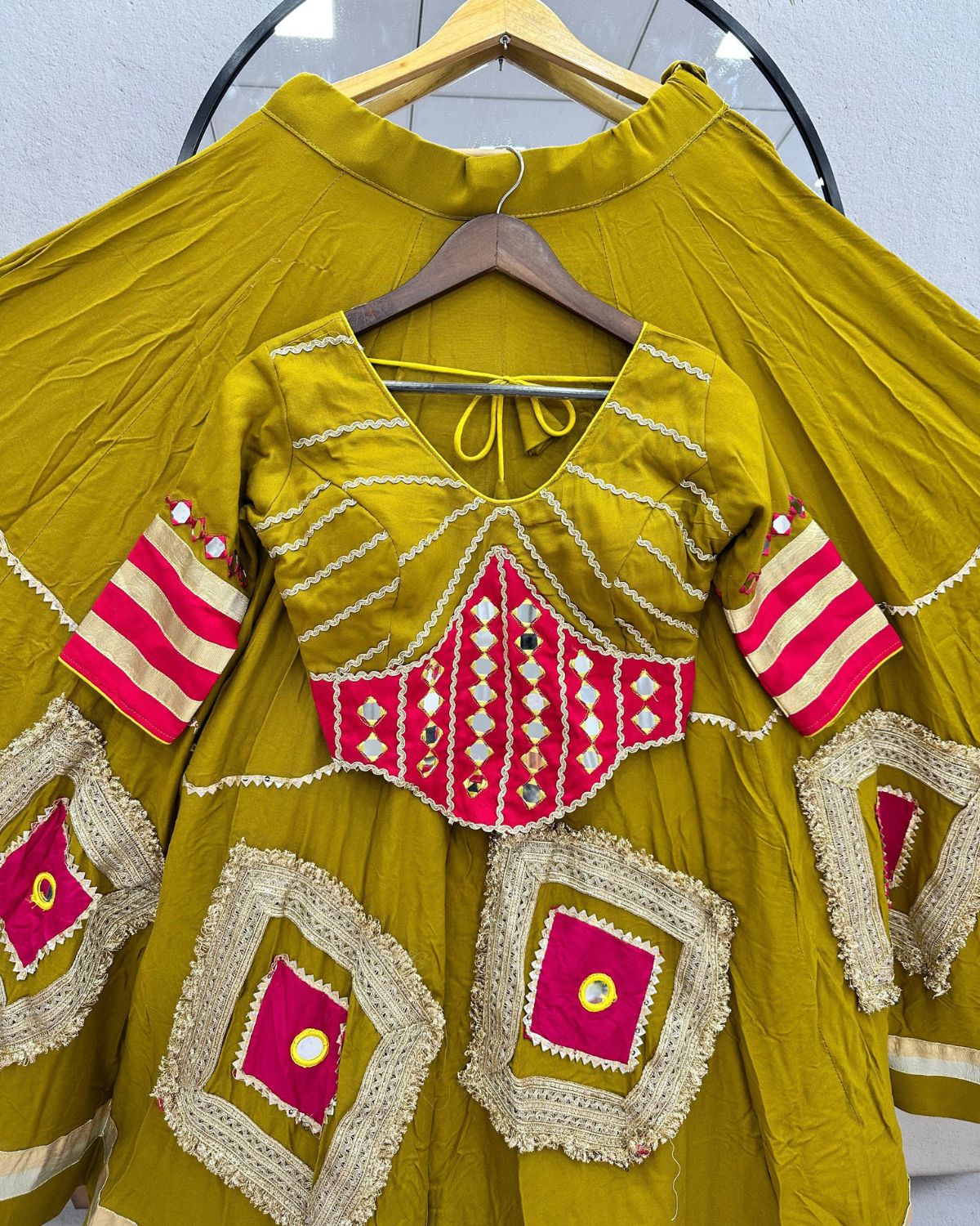 Navratri Special Cotton Lehenga Choli with Heavy Mirror Handwork & Lace - Image 4