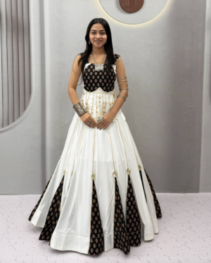 Navratri Special Ajrak Print Lehenga Set with Heavy Ribbon Work & 6 Meter Flair