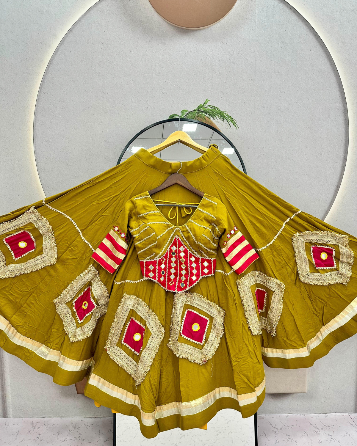 Navratri Special Cotton Lehenga Choli with Heavy Mirror Handwork & Lace - Image 5