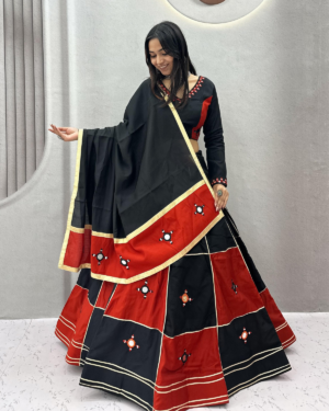 Navratri Special Cotton Lehenga Choli with Heavy Mirror & Gotapatti Work