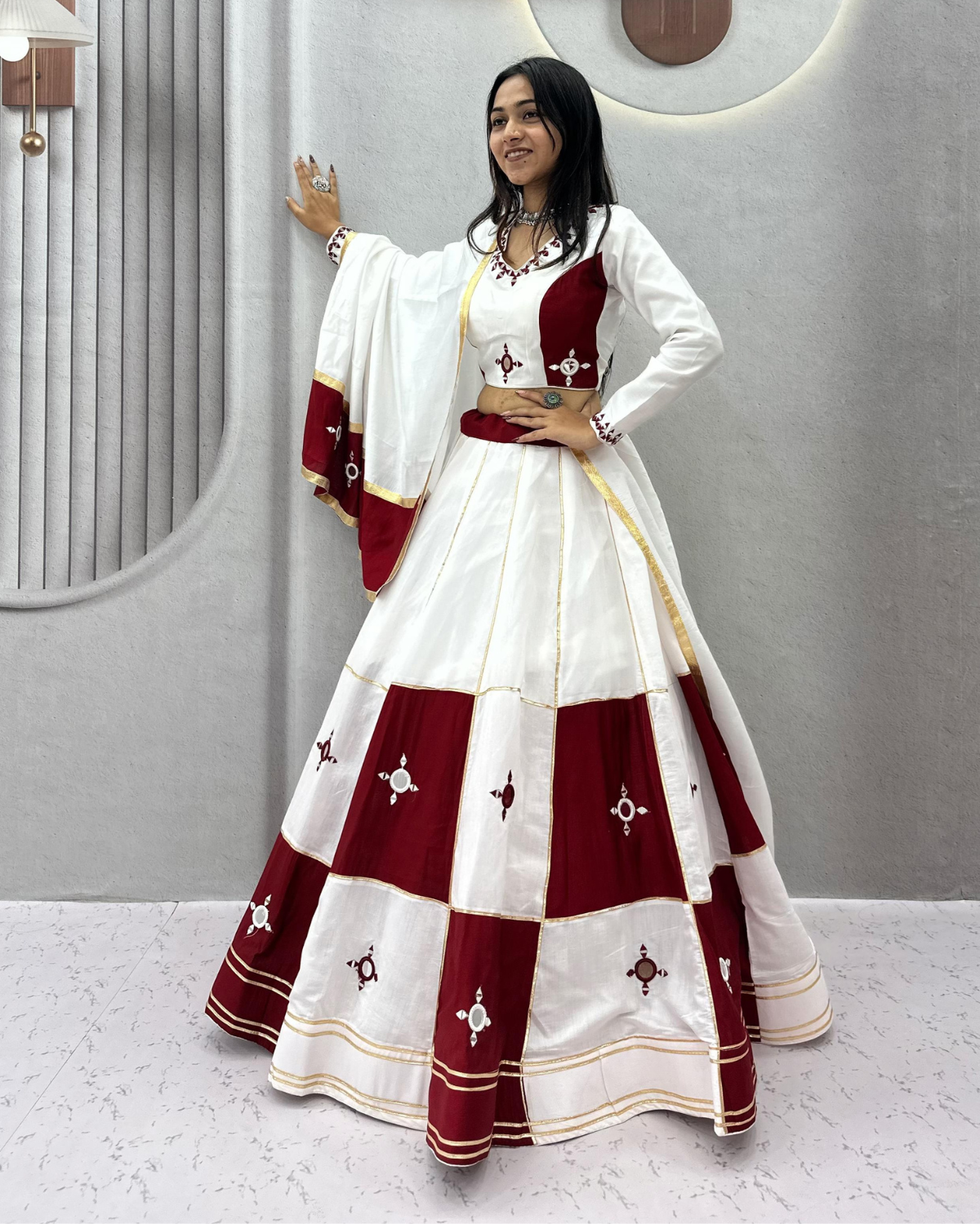 Navratri Special Cotton Lehenga Choli with Heavy Mirror & Gotapatti Work - Image 2