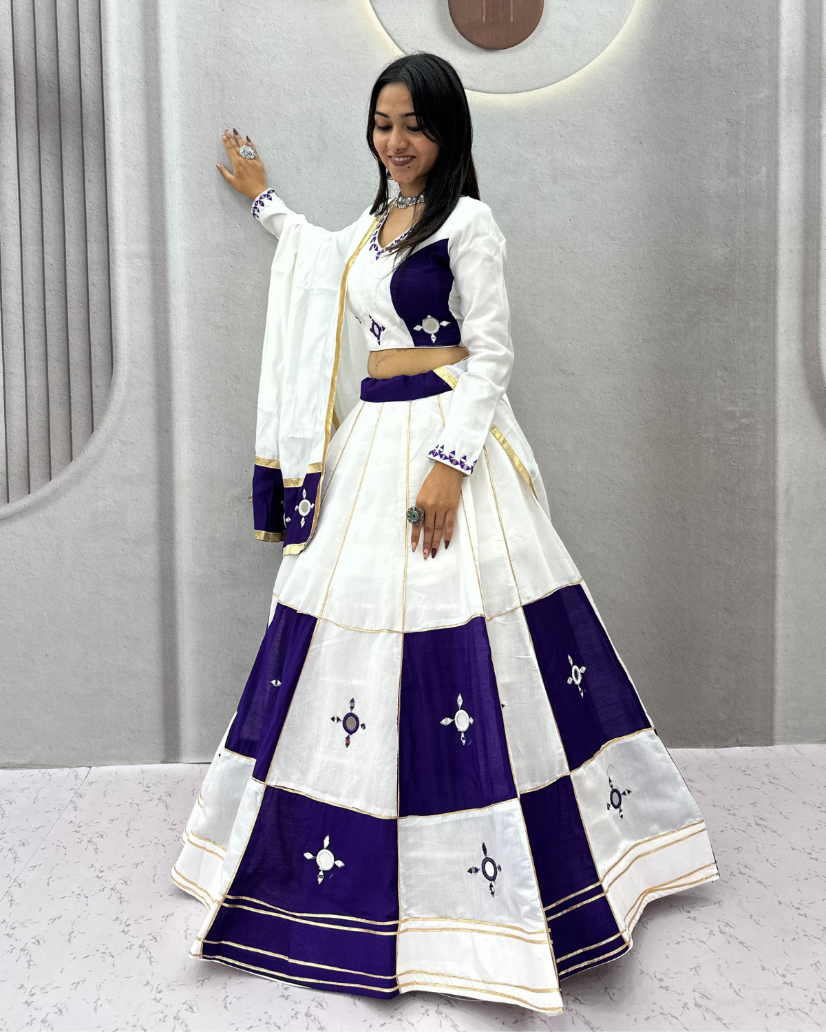 Navratri Special Cotton Lehenga Choli with Heavy Mirror & Gotapatti Work - Image 3