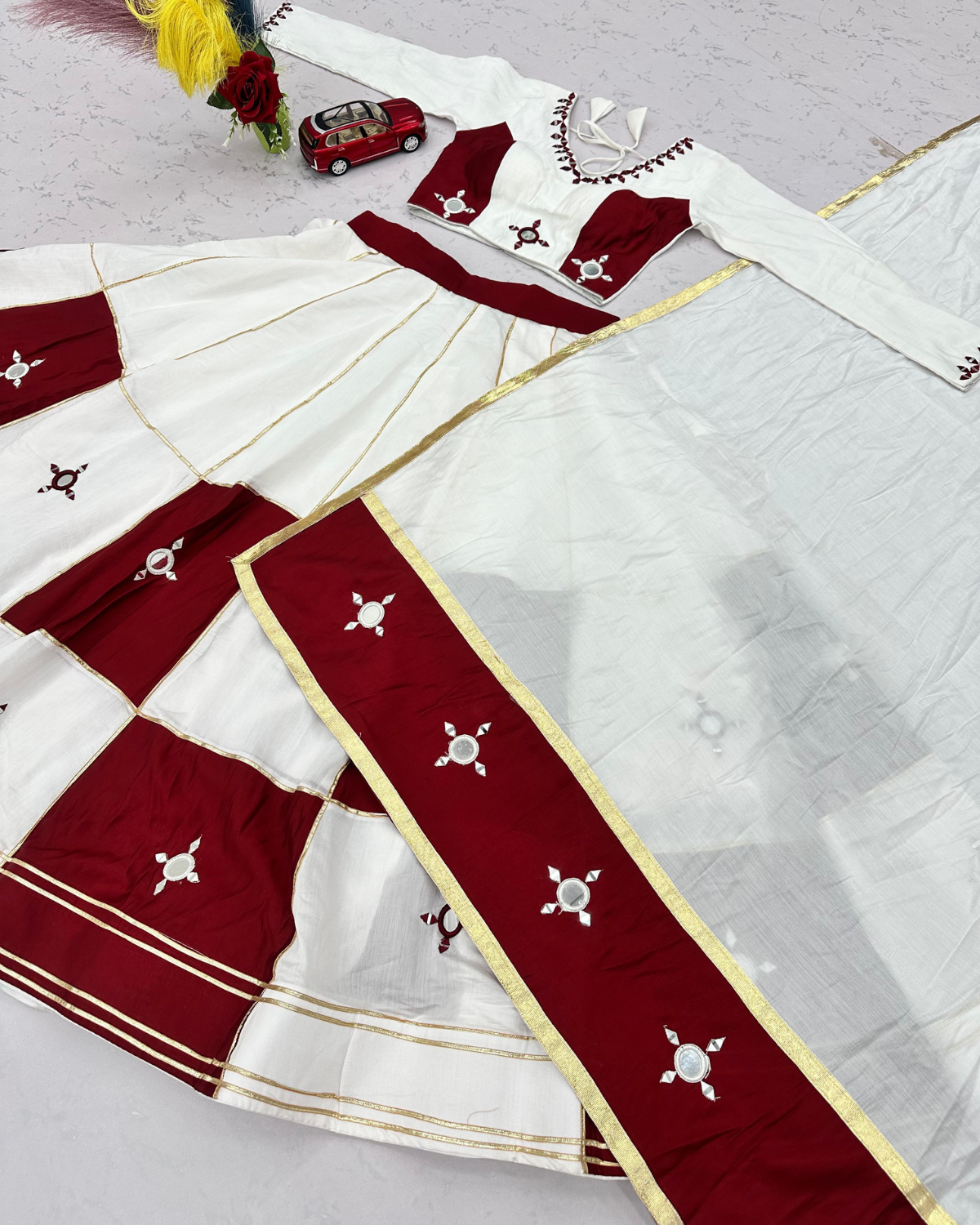 Navratri Special Cotton Lehenga Choli with Heavy Mirror & Gotapatti Work - Image 6