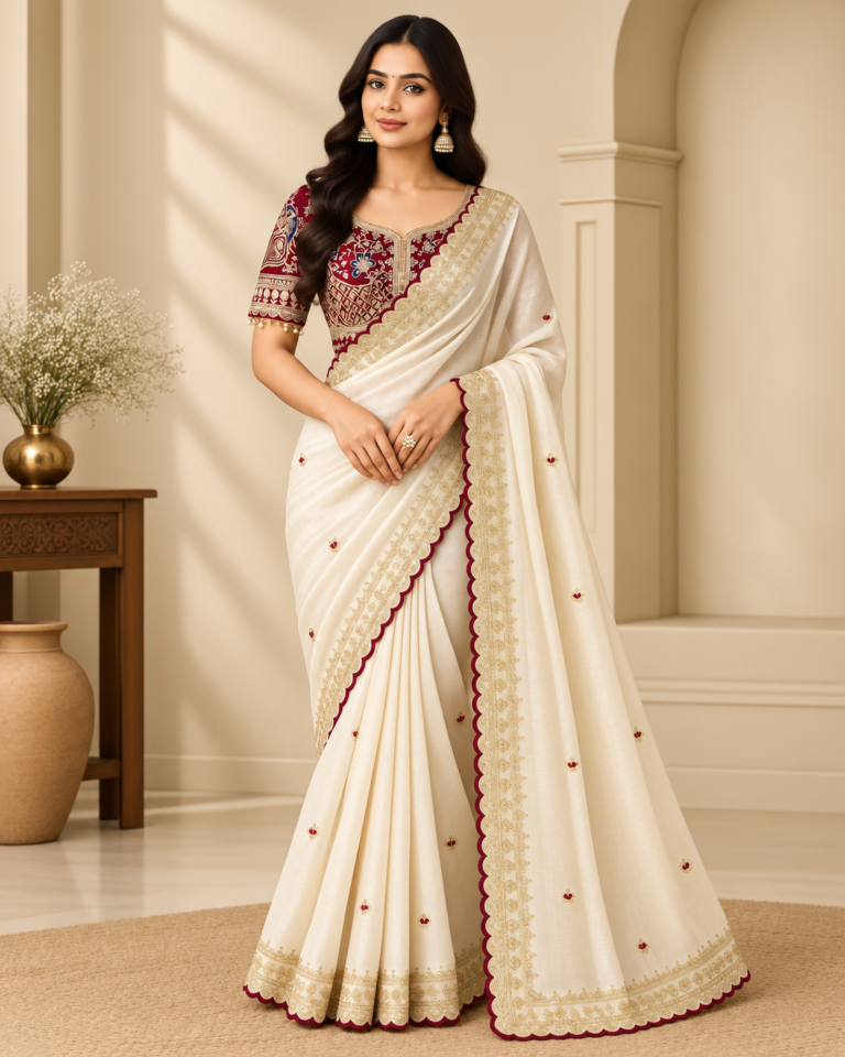 Rangoli Silk Saree with 3mm Sequin Coding Embroidery, Butti Work & Designer Blouse