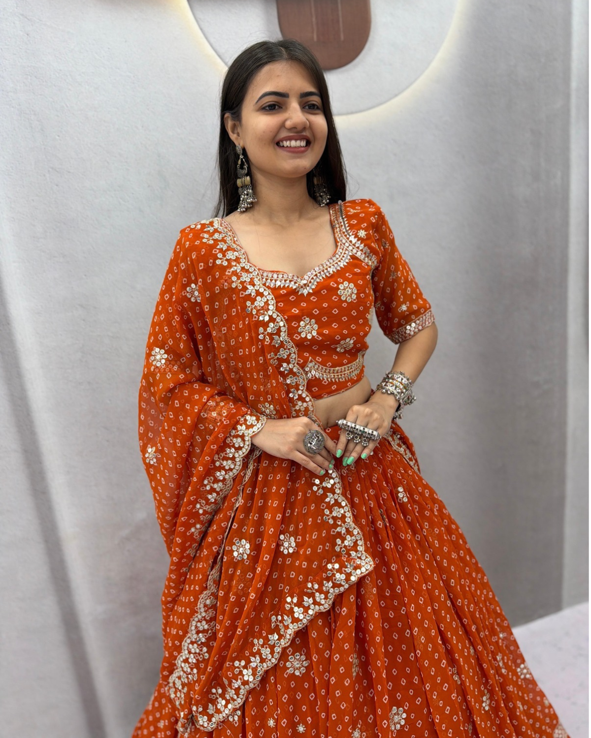 Navratri Special Georgette Lehenga Choli Set with 7mm Shivansh Work - Image 2