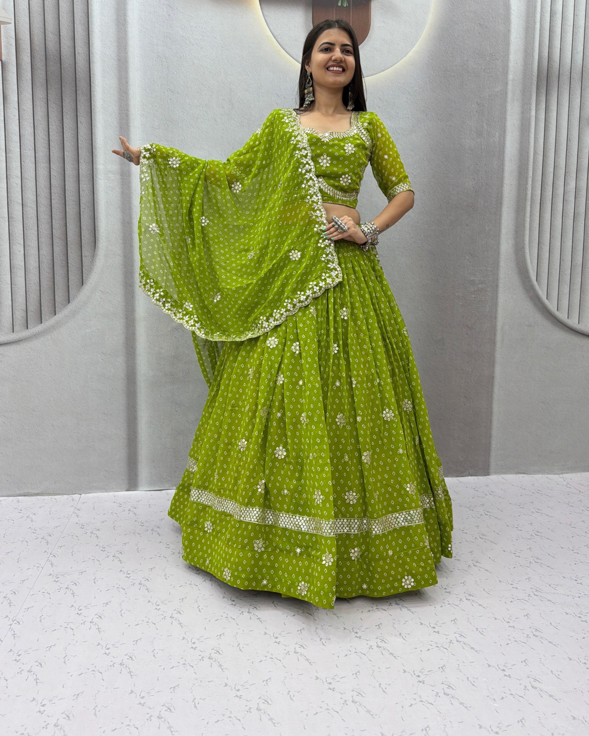 Navratri Special Georgette Lehenga Choli Set with 7mm Shivansh Work - Image 3