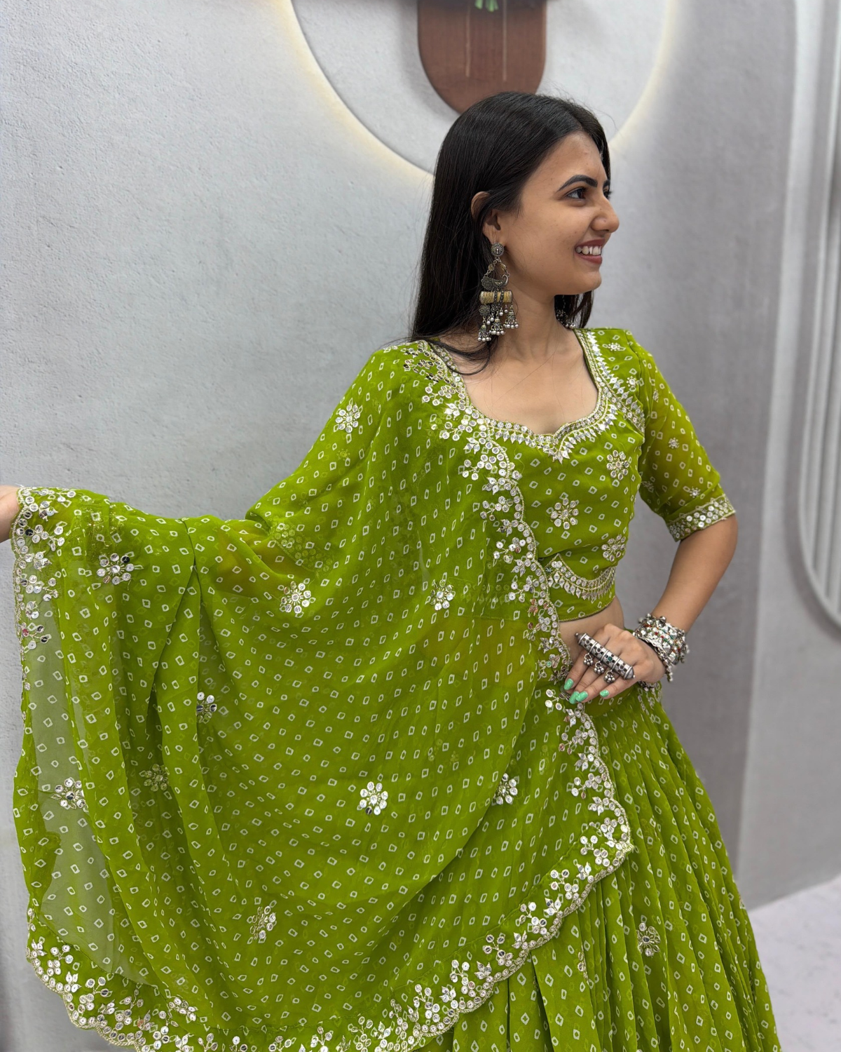 Navratri Special Georgette Lehenga Choli Set with 7mm Shivansh Work - Image 4