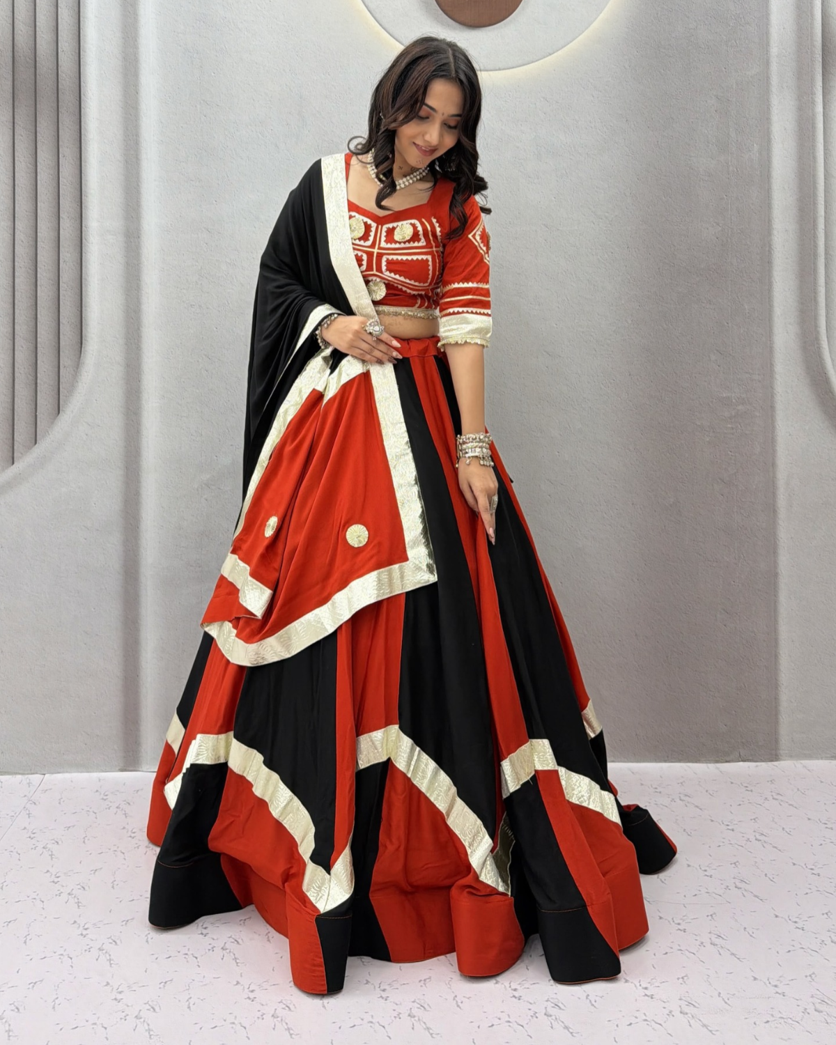 Navratri Special Cotton Lehenga Choli with Gota Patti, Flavour Handwork & Dupatta - Image 3