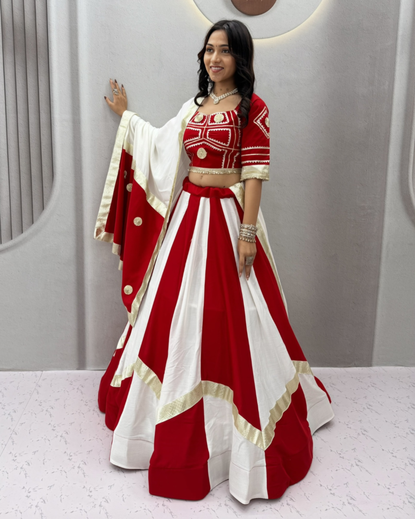 Navratri Special Cotton Lehenga Choli with Gota Patti, Flavour Handwork & Dupatta