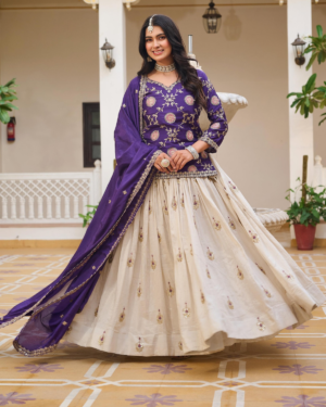 Festival Special Pure Chinon & Tissue Silk Lehenga Choli Set with Heavy Embroidery