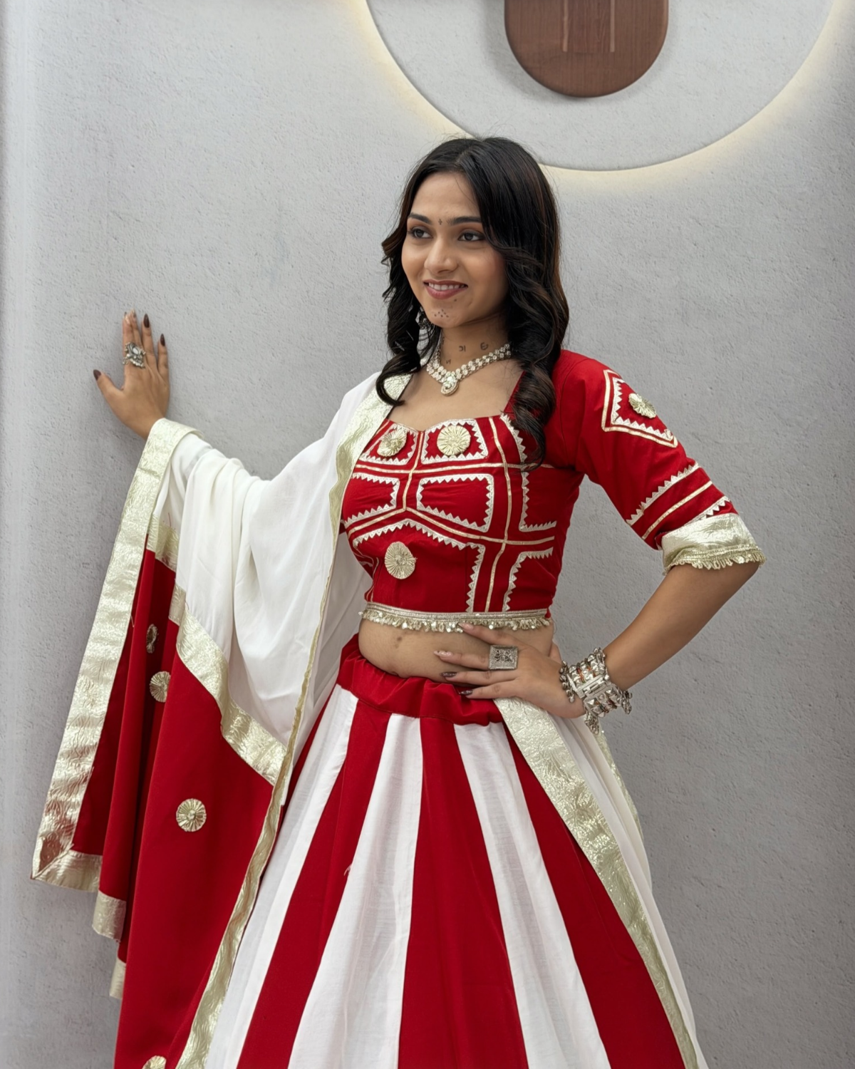 Navratri Special Cotton Lehenga Choli with Gota Patti, Flavour Handwork & Dupatta - Image 2