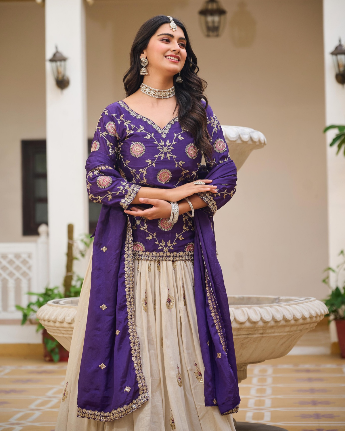 Festival Special Pure Chinon & Tissue Silk Lehenga Choli Set with Heavy Embroidery - Image 2