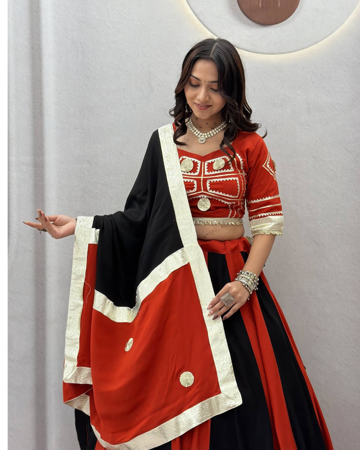 Navratri Special Cotton Lehenga Choli with Gota Patti, Flavour Handwork & Dupatta - Image 4