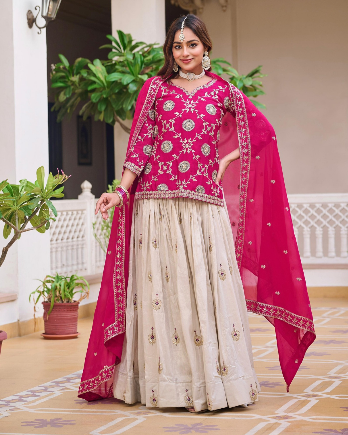 Festival Special Pure Chinon & Tissue Silk Lehenga Choli Set with Heavy Embroidery - Image 3