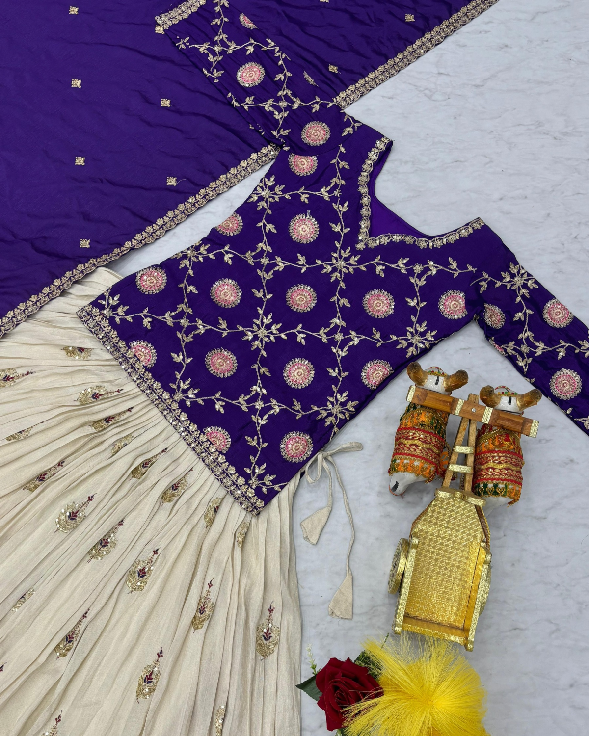 Festival Special Pure Chinon & Tissue Silk Lehenga Choli Set with Heavy Embroidery - Image 7