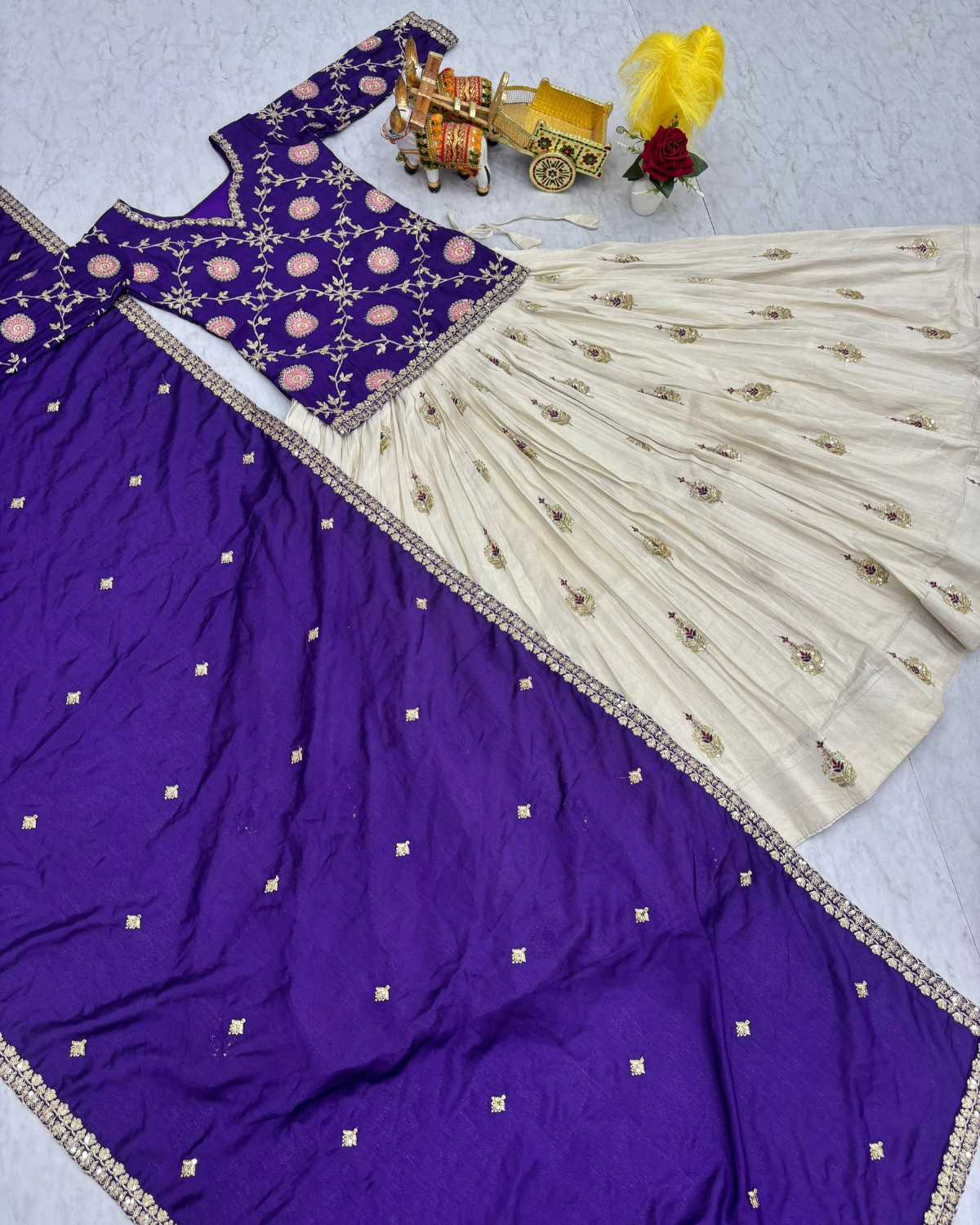 Festival Special Pure Chinon & Tissue Silk Lehenga Choli Set with Heavy Embroidery - Image 8