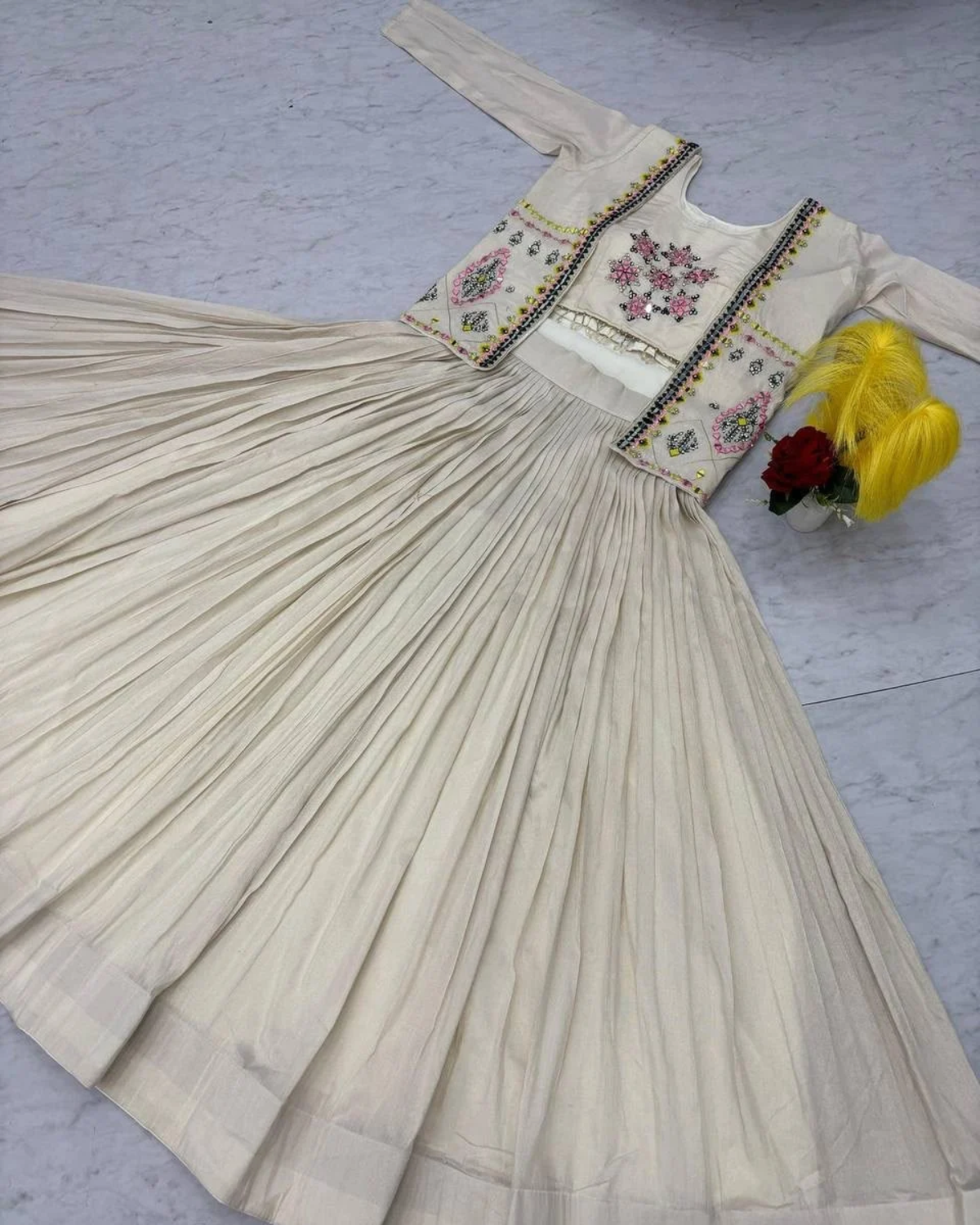 Pure Tissue Shimmer Lehenga Choli with Handwork & Diamond Work Jacket - Image 4