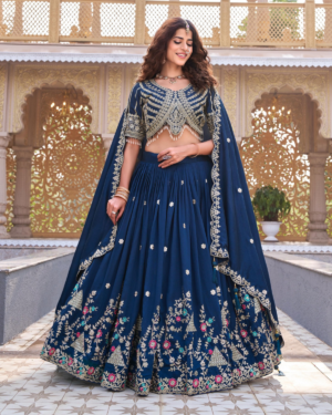 Pure Vichitra Silk Lehenga Choli Set with Heavy Cording Embroidery & Sequin Work